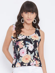 Black & White Floral Cotton Tank Top