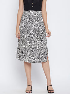 Animal Print Midi Skirt With Side Slits