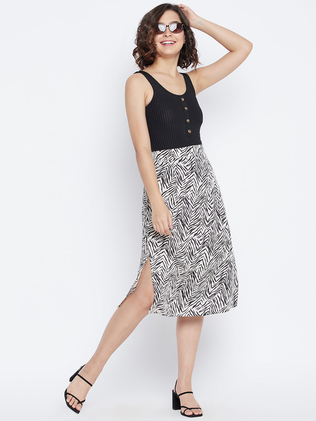 Animal Print Midi Skirt With Side Slits