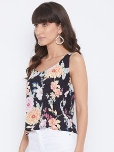 Black & White Floral Cotton Tank Top