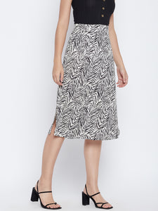 Animal Print Midi Skirt With Side Slits