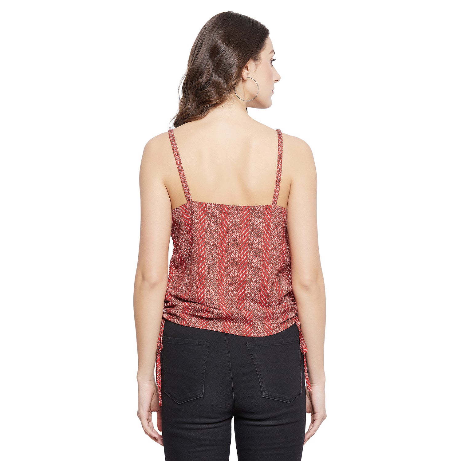 Red Geometric Print Top