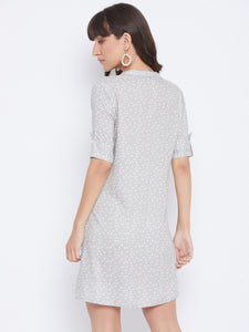 Beige Polka Dots A-Line Dress