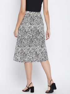 Animal Print Midi Skirt With Side Slits