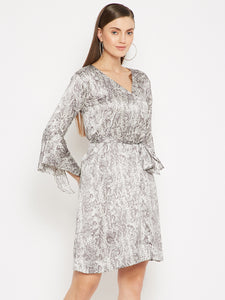 Snake Print Satin Dress