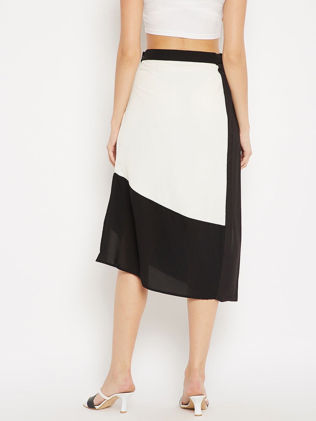 Colour-blocked HigH Waist Pencil Midi Skirt